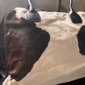 Genuine Cowhide Tote with Black Leather Trim